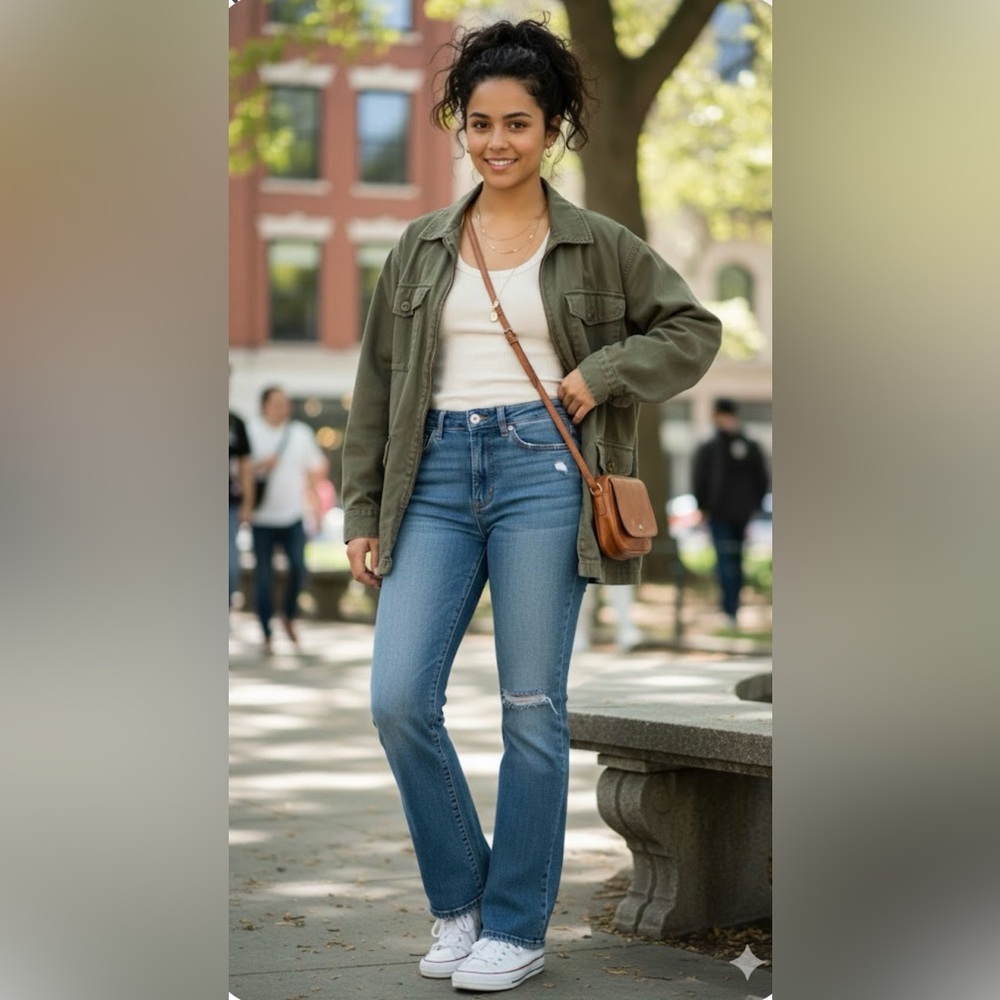 BDG Light Blue Denim Jeans / stretch high-Rise Flare